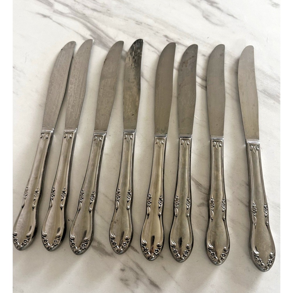 Oneida Plantation Custom Stainless Flatware Dinner Butter Knives 8.5" Lot of 8 A